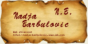 Nadja Barbulović vizit kartica
